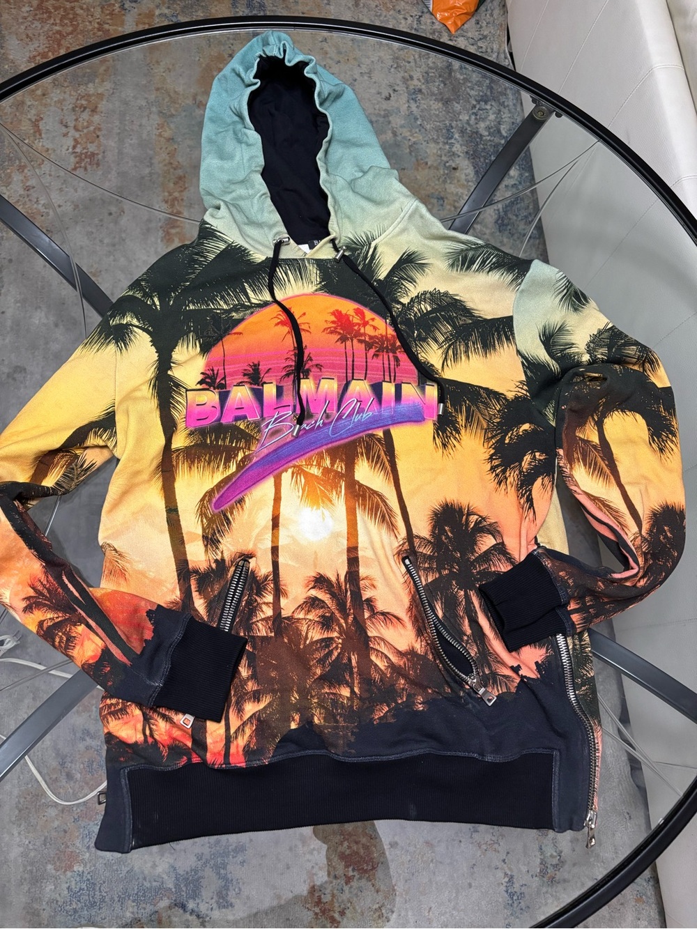 Balmain Multicolor Sunset Palm Tree Hoodie